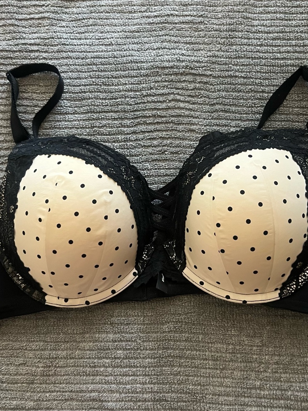 torrid Black Lace Polka Dot Push-Up Bra with Cream Cups